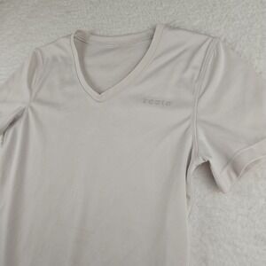 Tesla‎ Women's Short Sleeve V-Neck T-shirt White Logo Sz Large VGC